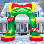 Merry Christmas Tree Arch Santa Claus Sleigh Inflatable Decoration Home Outdoor With LED Light