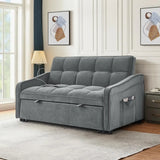 3 in 1 Sleeper Sofa Couch Bed with USB & Type C Port 52" Small Modern Convertible Tufted Velvet Loveseat