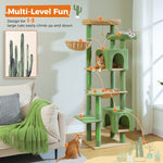 Multi-Level Cat Tree with Scratching Posts Cozy Condo Hammock Large Top Perch