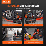 VEVOR Silent Air Compressor 900W 1450W 1800W Quiet Oil-free Portable