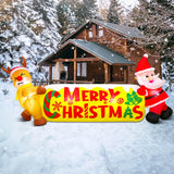 Merry Christmas Tree Arch Santa Claus Sleigh Inflatable Decoration Home Outdoor With LED Light