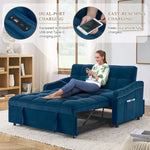 3 in 1 Sleeper Sofa Couch Bed with USB & Type C Port 52" Small Modern Convertible Tufted Velvet Loveseat