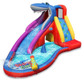 Inflatable Water Slide  Red Shark Bounce House with Slide for Wet and Dry Playground