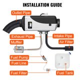 VEVOR 5KW Car Heater 12V Diesel Air Heater With LCD Switch Silencer for RV