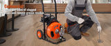 VEVOR Drain Cleaning Machine Sewer Auger Auto Feed with 4 Cutter & Air-activated Foot Switch