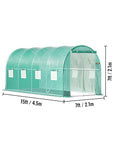 VEVOR Walk-in Tunnel Greenhouse Galvanized Frame & Waterproof Cover 15x7x7/10x7x7/20x10x7/12x7x7 ft Greenhouse