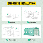 VEVOR Walk-in Tunnel Greenhouse Galvanized Frame & Waterproof Cover 15x7x7/10x7x7/20x10x7/12x7x7 ft Greenhouse