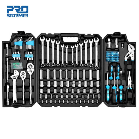 228PCS Auto Repair Hand Tool Set,1/2 3/8inch Hand Ratchet Wrench