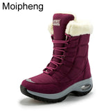 Moipheng Women Boots Winter Keep Warm Quality Mid-Calf Snow Boots Ladies