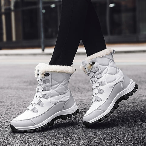 TUINANLE Ankle Boots Women Winter Shoes Keep Warm Non-slip Black Snow Boots